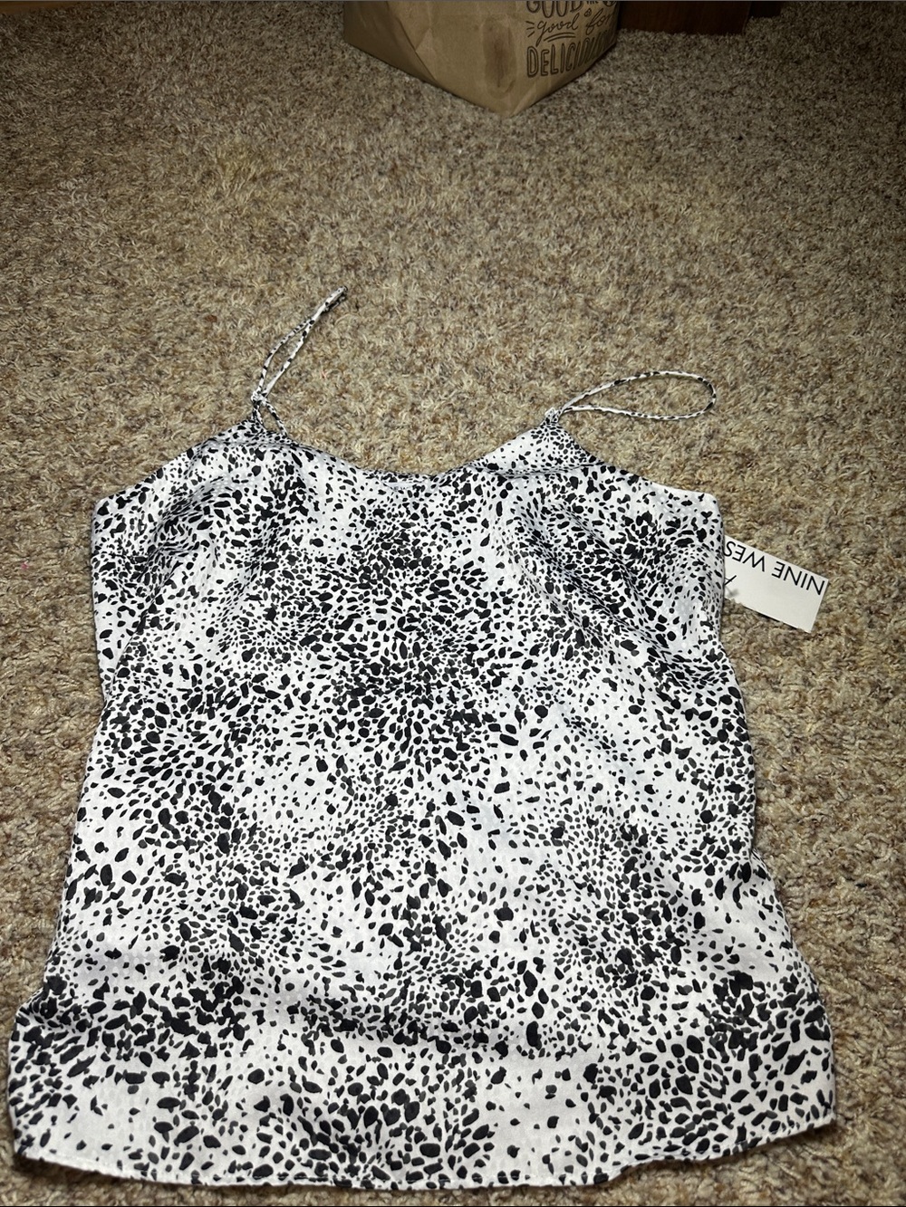 Nine West Black and White Spotted Cami Tank
